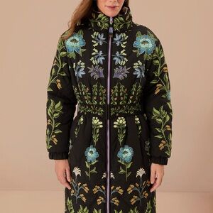 FARM Rio Black Winter Garden Reversible Maxi Puffer Jacket